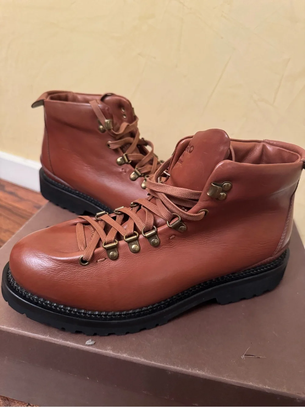 NIB Buttero Zeno Leather Alpine Hiking Boots Brown Cognac Size 41.5